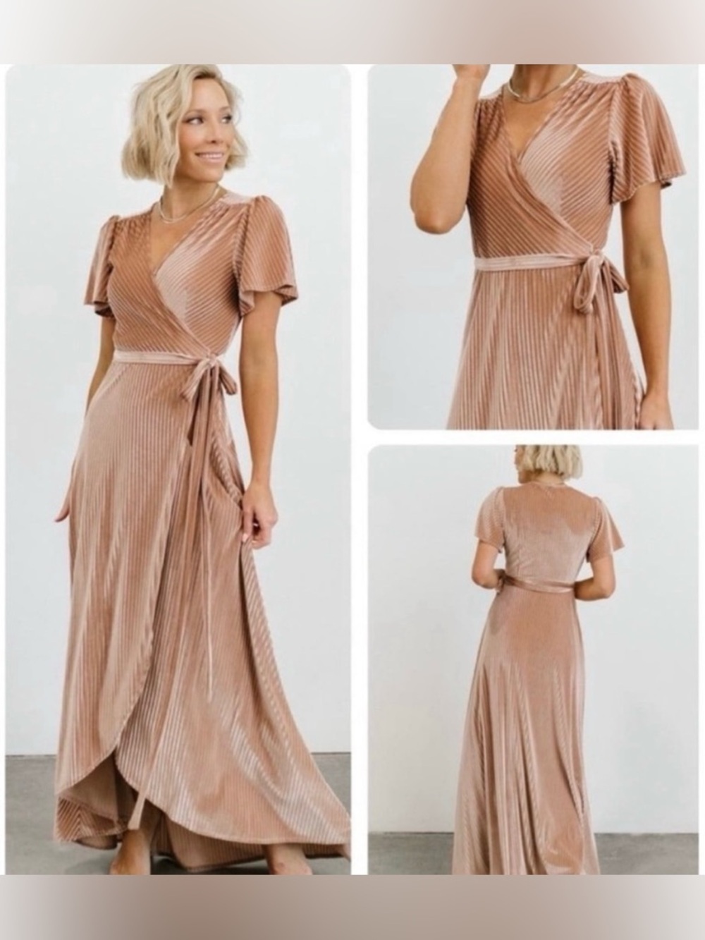 Baltic Born Andi Ribbed Velvet Wrap Dress S Bridesmaid Wedding Maxi